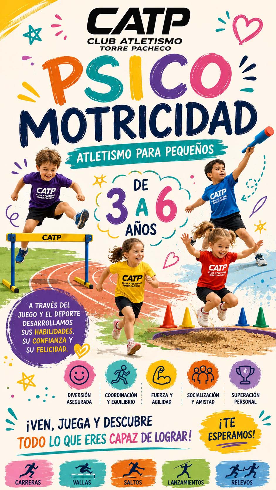 Psicomotricidad, atletismo para pequeños de 3 a 6 años